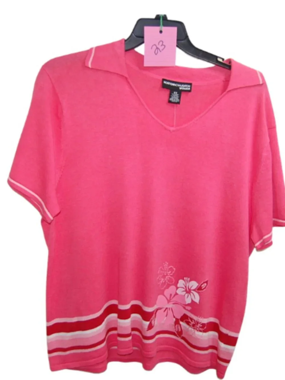 Norton McNaughton Women’s 2X Pink Tropical Floral Ramie Cotton Knit Cottagecore - Picture 12 of 12
